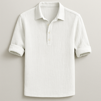Men's Casual Roman Henley Shirt, button-up, solid color. Ideal for stylish, comfortable everyday wear.