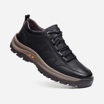 Comfortable men's walking shoes with orthopedic arch support for pain relief & breathability.