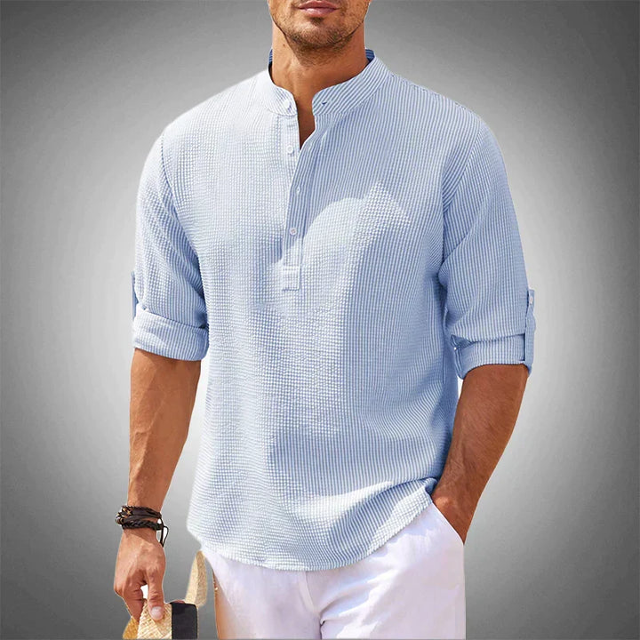 Men's short sleeve casual shirt, ideal for summer activities, beach trips, or relaxed warm-weather fashion.