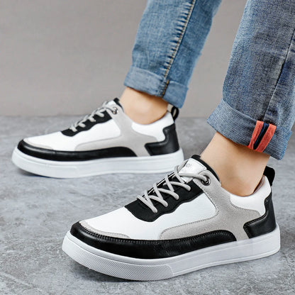 Black men's casual shoes, featuring sleek suede accents & durable lace-up design for everyday stylish comfort.
