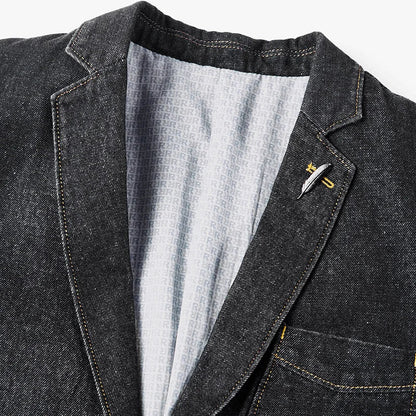 Stylish men's tailored jacket in a rustic fabric, ideal for versatile casual outerwear and modern men's fashion.