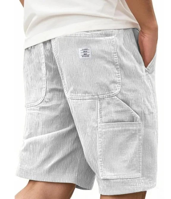Smart casual men's textured cargo shorts, great for versatile summer adventures.
