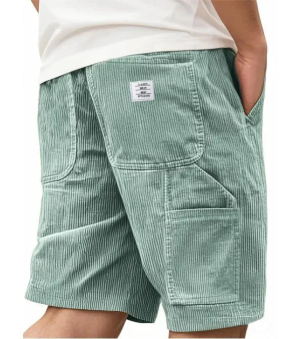 Men's comfortable textured cargo shorts, a go-to for relaxed summer days.
