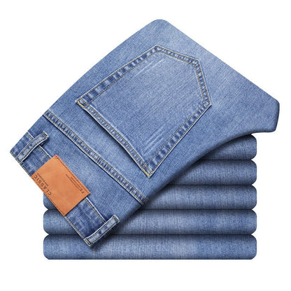 Light blue men's Cavell comfort fit jeans, perfect for summer casual everyday wear. Relaxed straight leg.