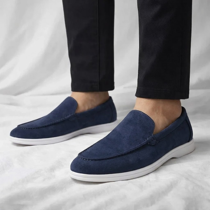 Side profile of comfortable Men's Chester slip-on loafers, elegant dress shoes for both casual & formal wear.