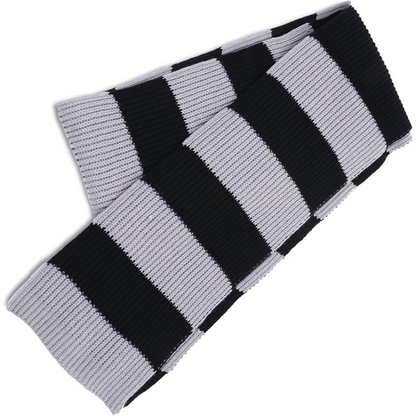 Men's chunky knit striped scarf, a warm winter accessory for cold weather.