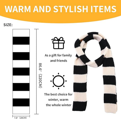 Warm knitted men's scarf, featuring a trendy chunky knit and striped design.