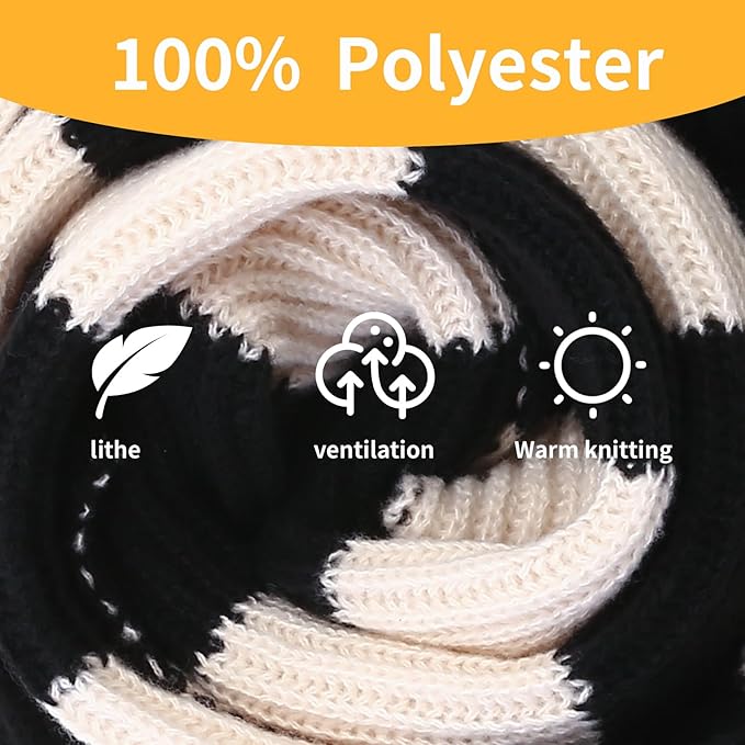 Chunky knit men's scarf with bold stripes, an essential winter accessory.