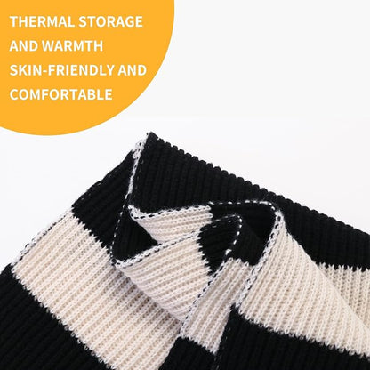 Fashionable men's chunky knit striped scarf, a cozy gift for him this winter.