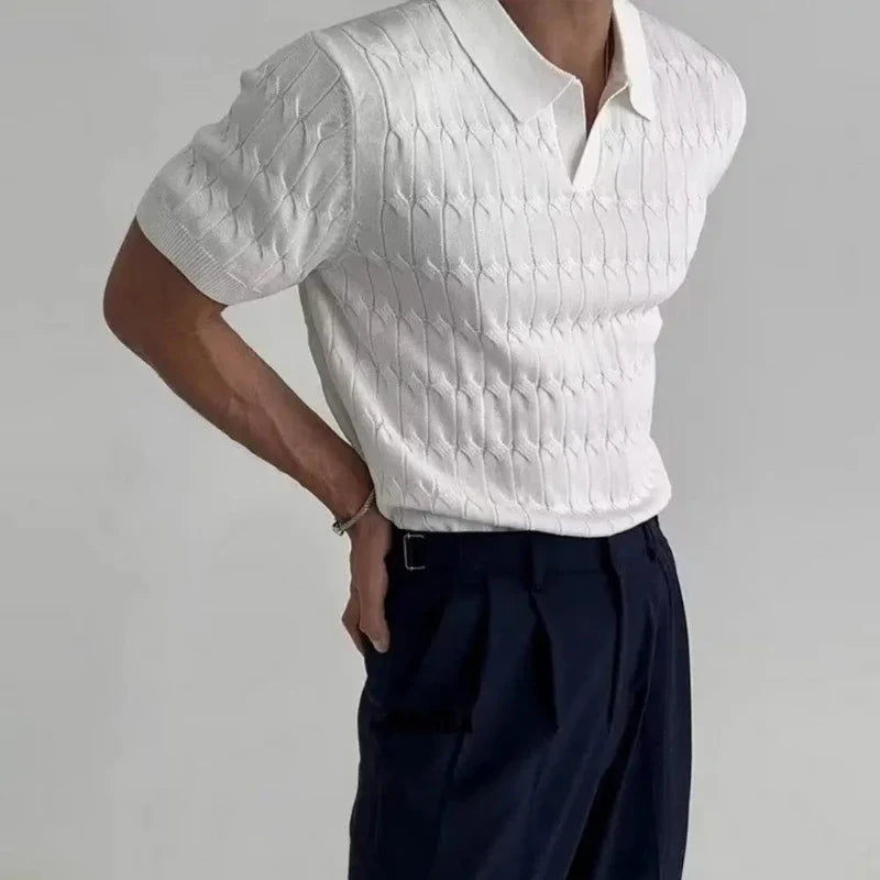 Versatile men's short sleeve Almero golf polo, comfort fit for summer wear & active casual style.
