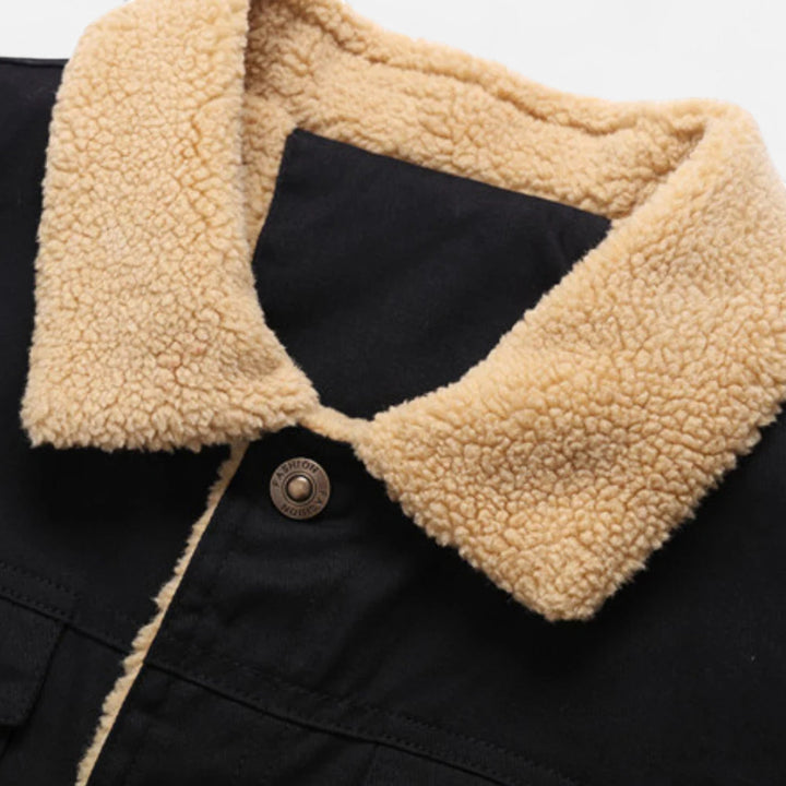 Warm men's bomber jacket featuring a classic aviator design and cozy sherpa collar.
