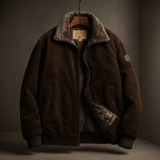 Men's classic aviator jacket in chocolate brown, warm winter outerwear with retro style. Perfect for casual wear.