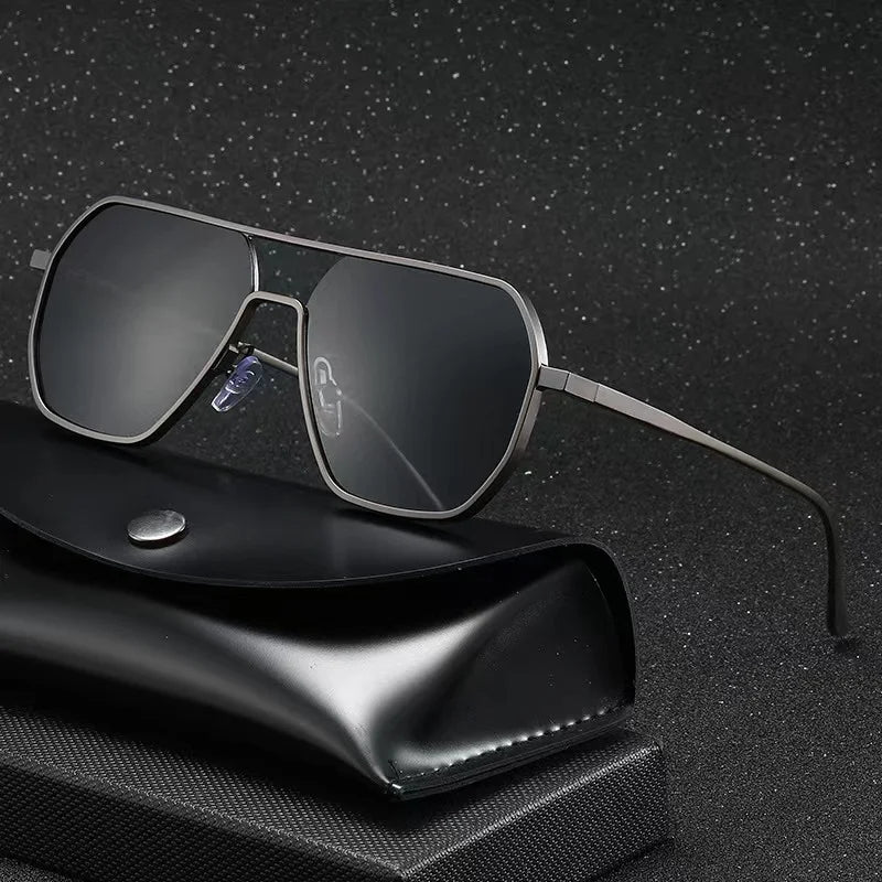 Durable men's aviator sunglasses featuring a lightweight stainless steel frame & UV400 lenses. Classic eyewear.