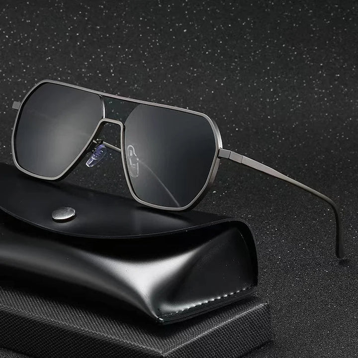 Durable men's aviator sunglasses featuring a lightweight stainless steel frame & UV400 lenses. Classic eyewear.