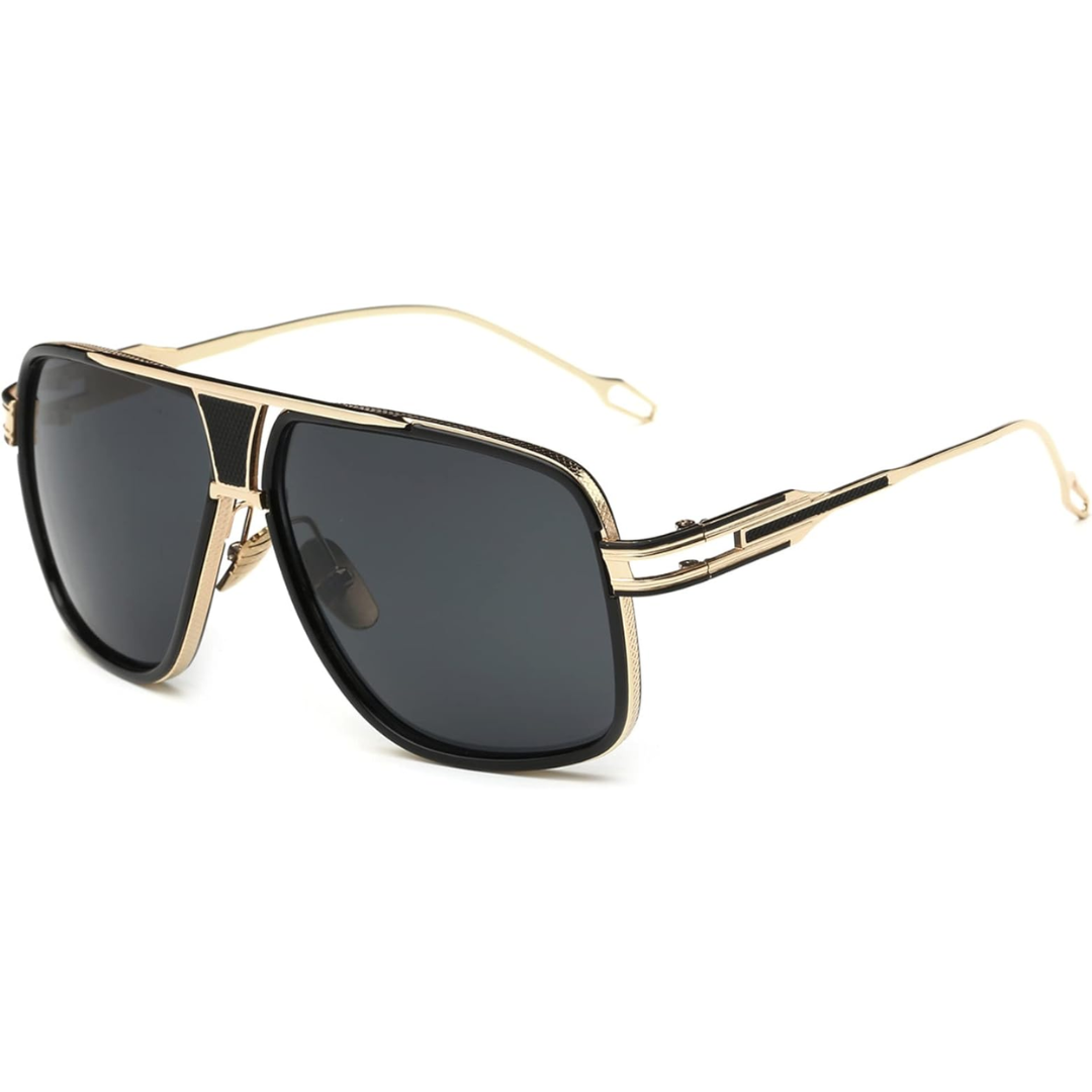 Stylish men's mirrored aviator sunglasses for UV protection, a timeless accessory for men's fashion.