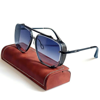 Men's classic aviator sunglasses with UV400 protection, metal frame, and stylish gradient lenses for a bold look.