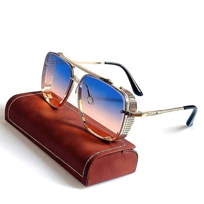 Bold men's aviator eyewear with a sleek metal frame and gradient UV400 lenses, offering superior eye protection.