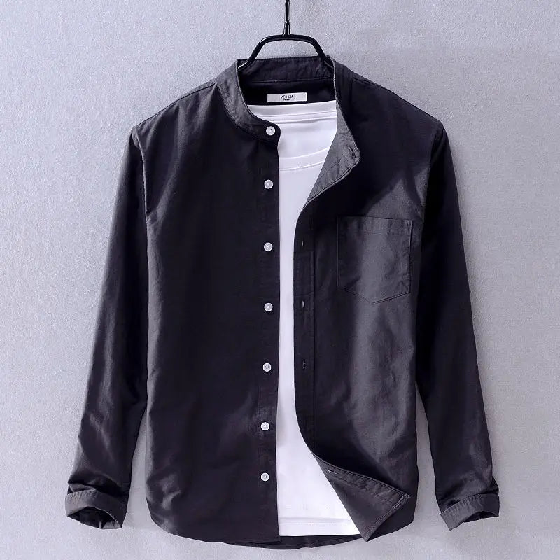 Versatile men's classic band shirt, short sleeve & relaxed. Perfect comfortable button-up for everyday casual style.