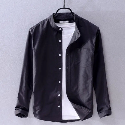 Versatile men's classic band shirt, short sleeve & relaxed. Perfect comfortable button-up for everyday casual style.