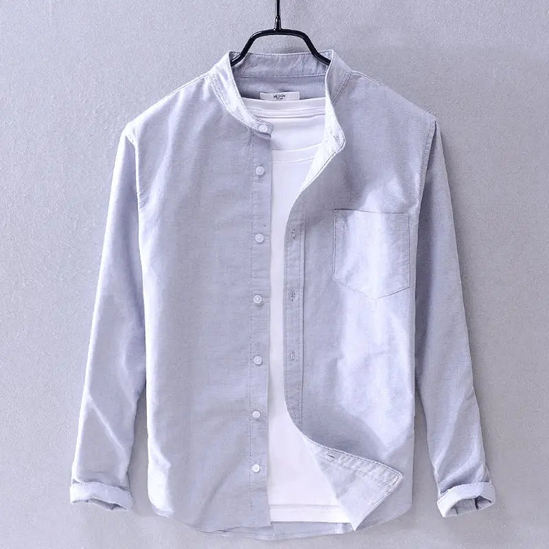 Stylish men's classic band shirt. Comfortable, relaxed fit, short sleeve button-up for summer casual outfits.