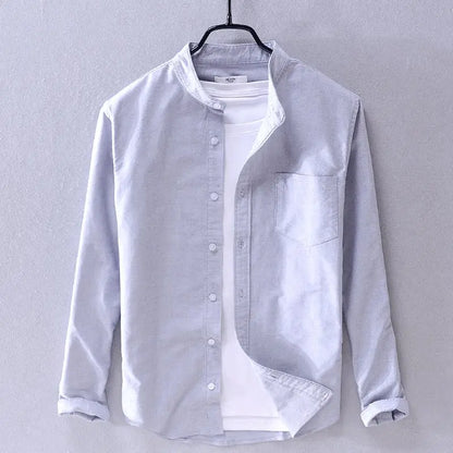 Stylish men's classic band shirt. Comfortable, relaxed fit, short sleeve button-up for summer casual outfits.