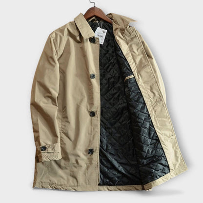 Elegant men's trench coat, a sophisticated overcoat for classic men's outerwear and business style.