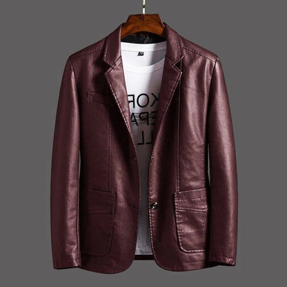 Men's classic black leather biker jacket, an iconic and timeless piece of outerwear for versatile all-season fashion.