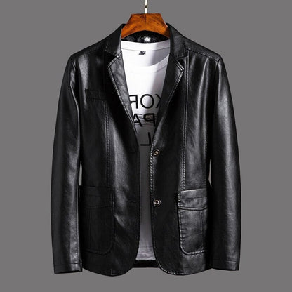 Men's classic leather biker jacket, a versatile black outerwear piece with timeless style for every season.