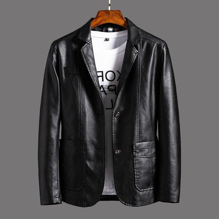 Men's classic leather biker jacket, a versatile black outerwear piece with timeless style for every season.