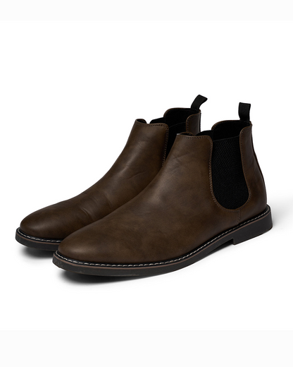 Men's classic black leather Chelsea boots, comfortable & durable. Perfect for everyday fall & winter wear.