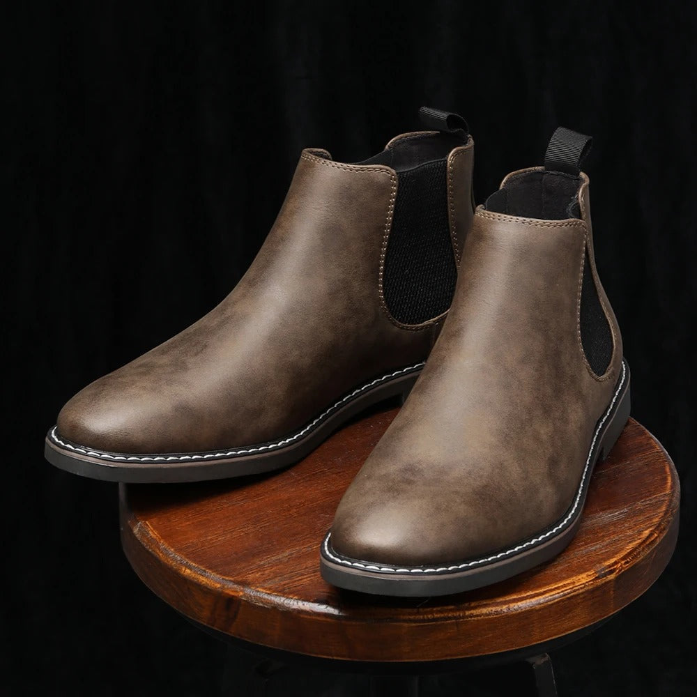 Rugged men's durable leather Chelsea boots, built to last through fall & winter seasons. Stylish ankle boots.