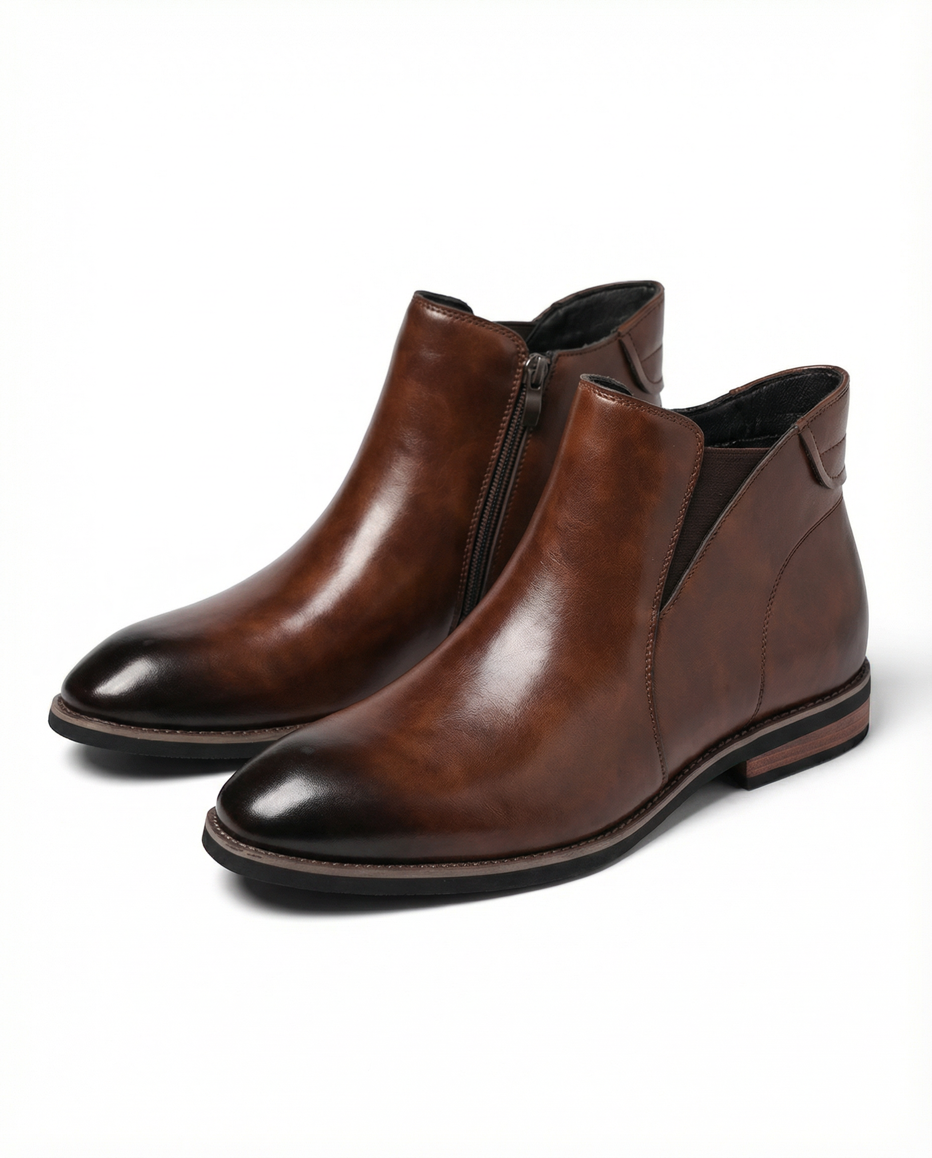 Men's classic black leather Chelsea boots with durable side-zip closure, perfect for casual or formal wear.