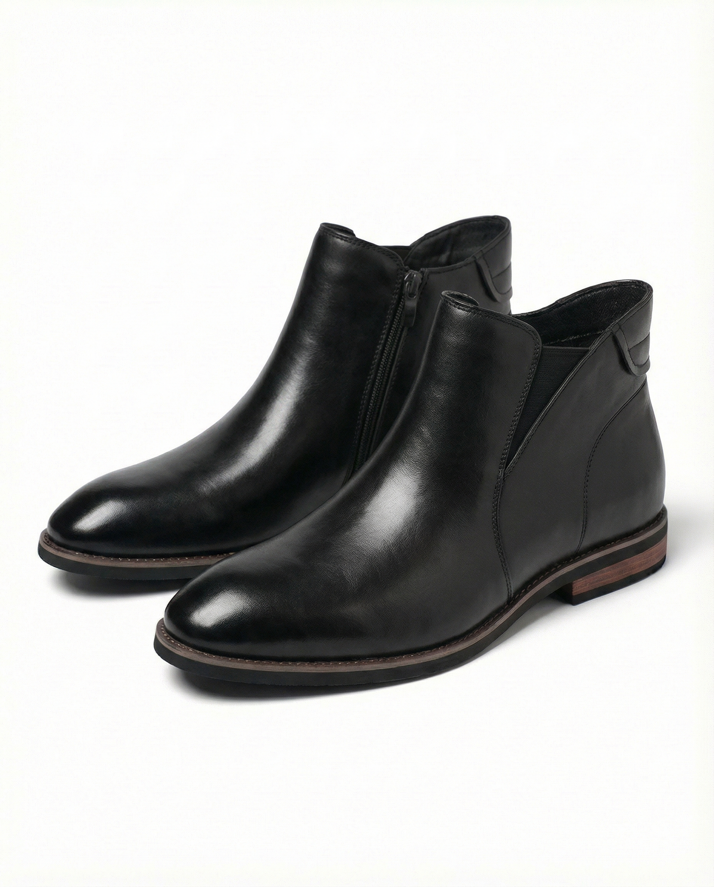 Men's classic leather boots with practical side-zip, durable construction, ideal for modern everyday style.