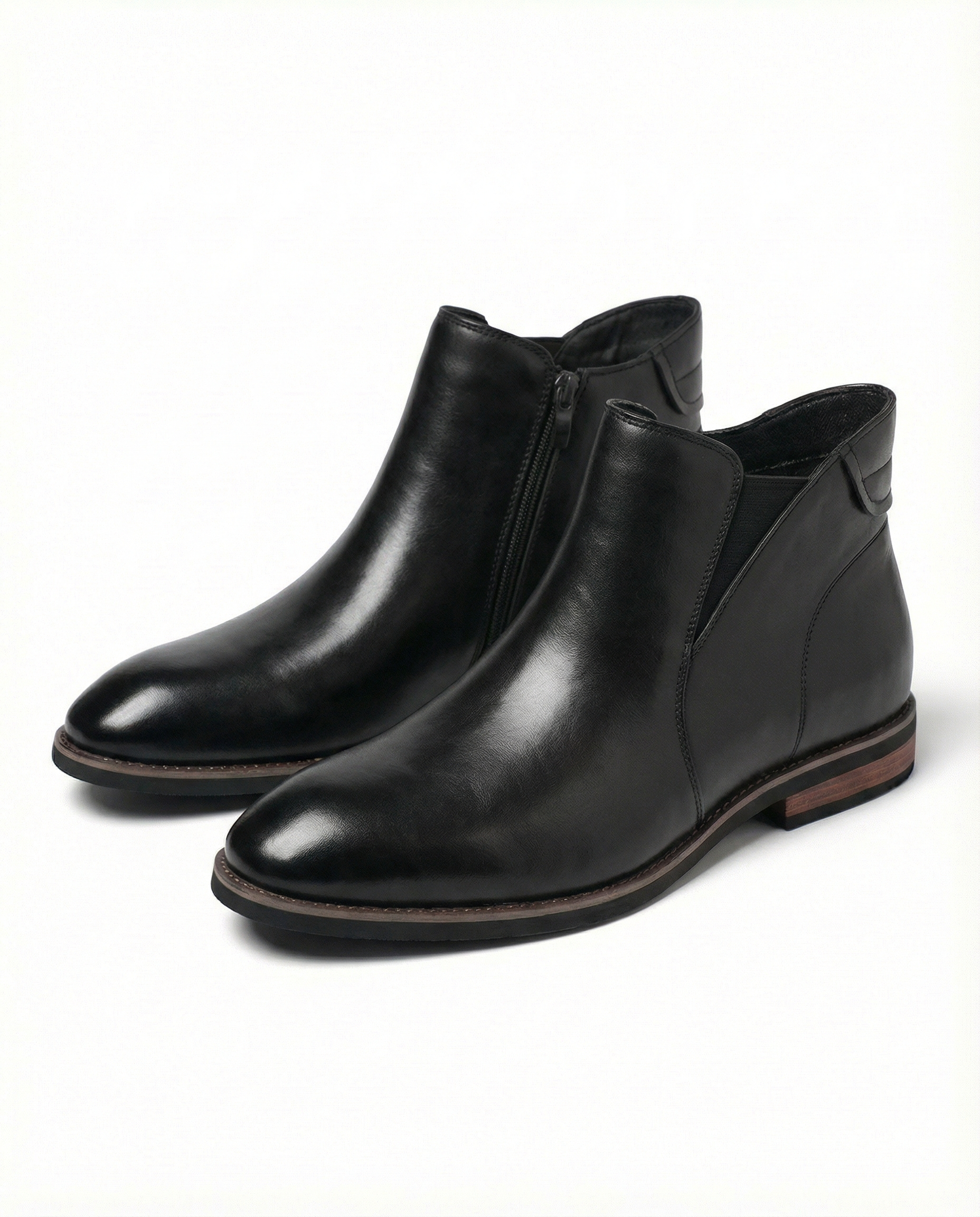 Men's classic leather boots with practical side-zip, durable construction, ideal for modern everyday style.