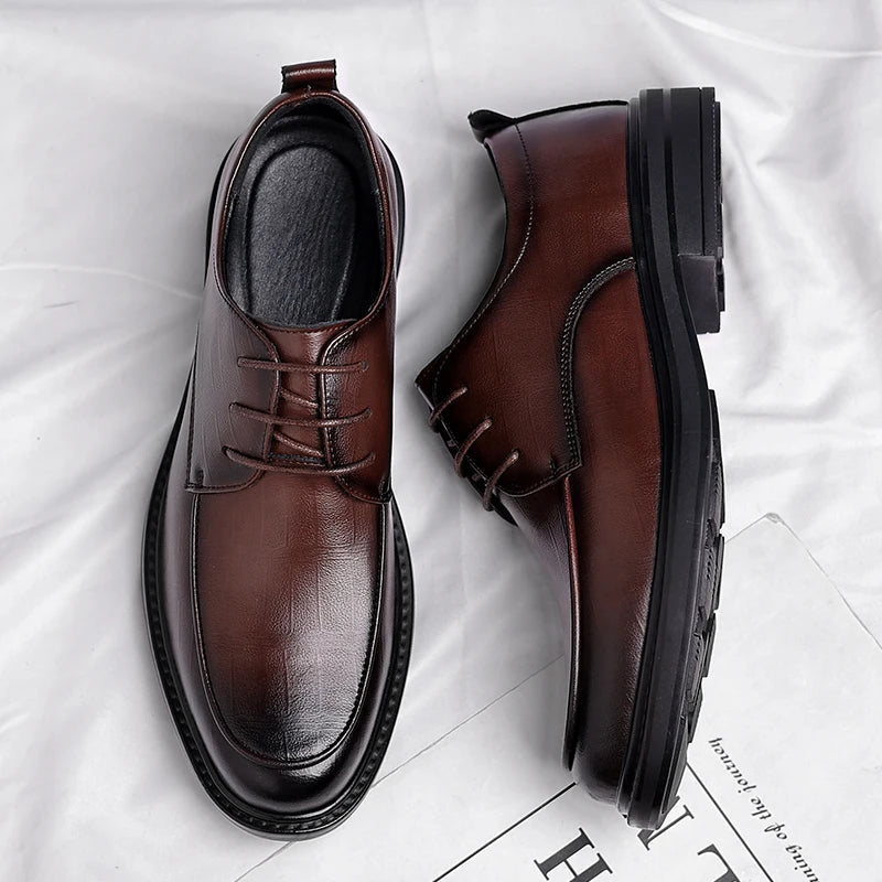 Comfortable men's professional black oxford dress shoes, essential for office & formal wear.