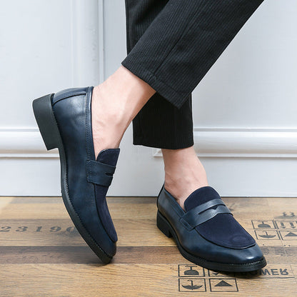 Comfortable black men's penny loafers. Classic slip-on dress shoes perfect for professional settings & everyday wear.
