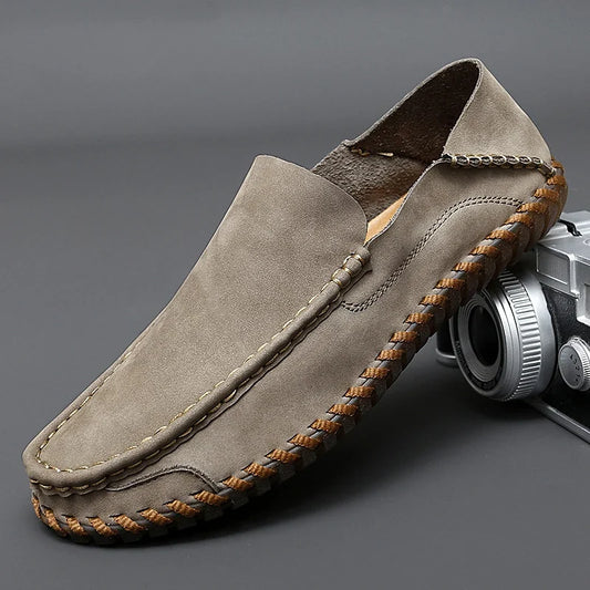 Men's classic black slip-on dress loafers for elegant casual or formal wear.