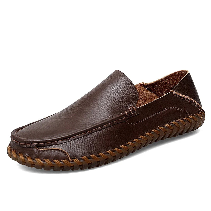 Comfortable brown classic slip-on loafers for men, ideal for office or evening.