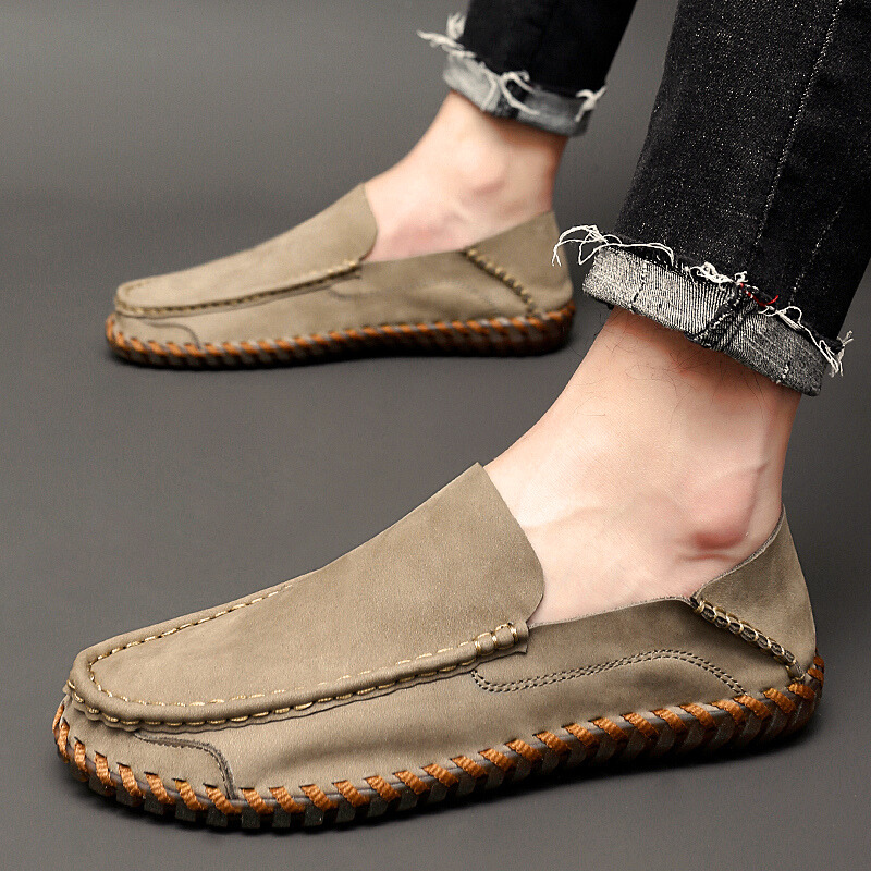 Versatile men's brown dress loafers, offering comfortable slip-on style.
