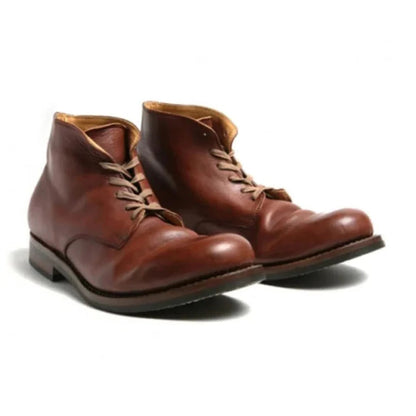 Brown men's sustainable comfort boots, eco-friendly classic design, offering all-day comfort.