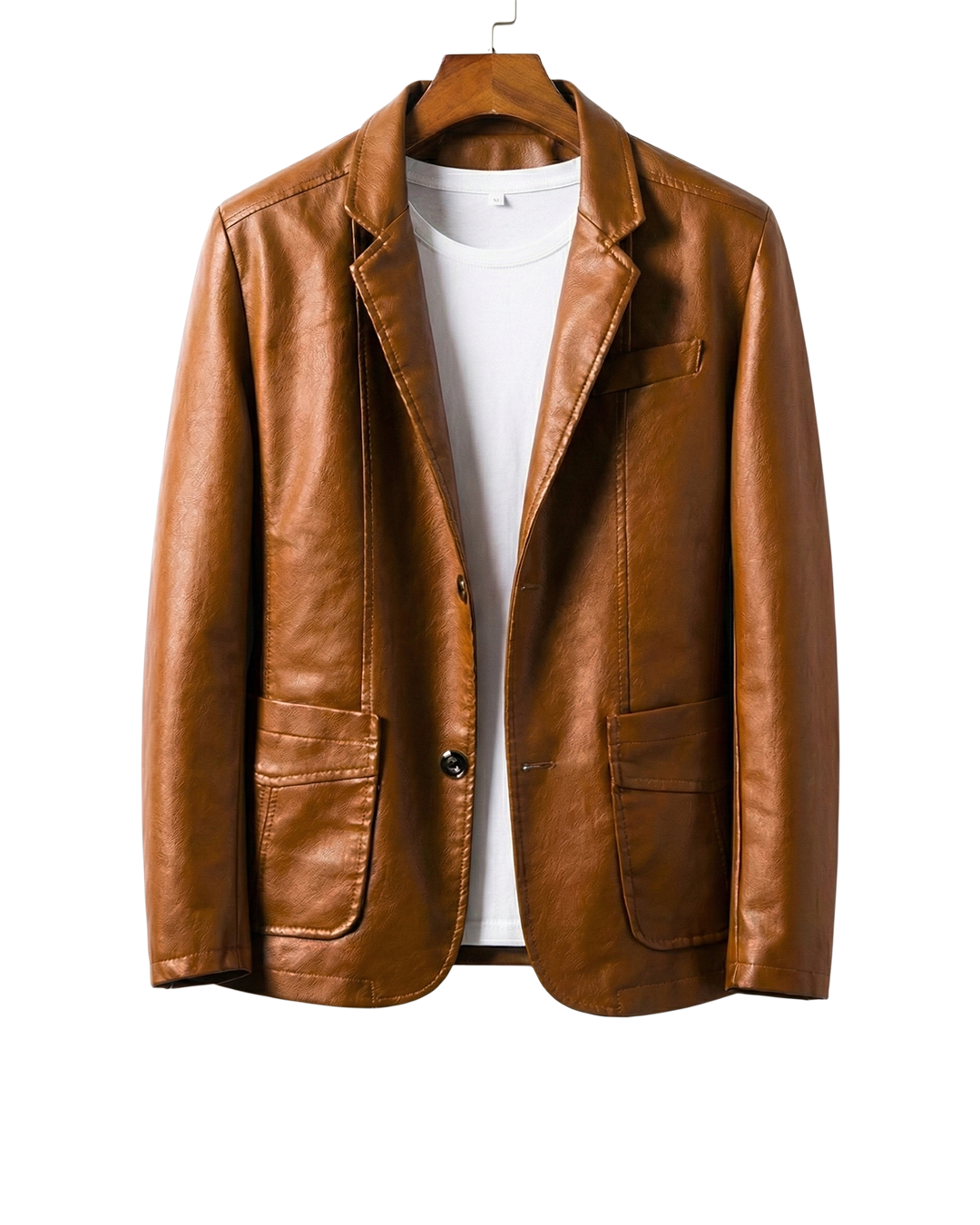 Men's classic black tailored button-up jacket, perfect for smart casual or fall outerwear.