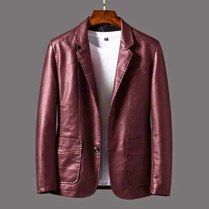 Elegant men's tailored button-up jacket in maroon, a classic choice for modern men's fashion.