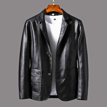 Smart casual men's brown tailored button-up jacket, essential classic outerwear for fall & winter.