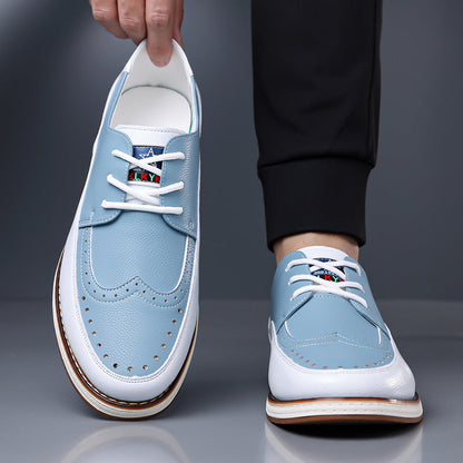 Stylish men's classic white brogue shoes, lightweight and comfortable. Great for smart casual outfits.