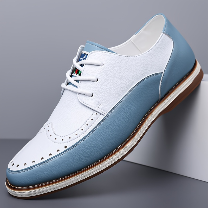 Premium men's blue brogue shoes made from full-grain leather, featuring cushioned comfort & classic style.