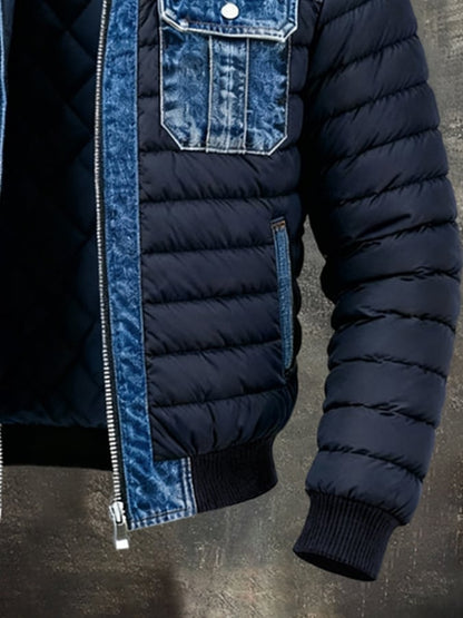 Warm men's insulated winter jacket, perfect for cold weather. Casual blue outerwear for everyday comfort & style.