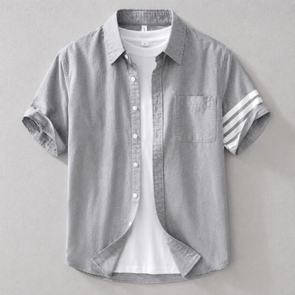 Comfortable men's white Oxford shirt, tailored fit long sleeve. Versatile for smart casual or everyday wear.