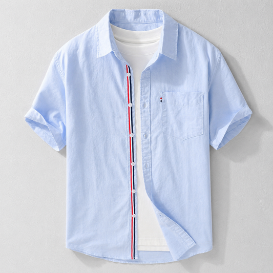 Men's classic blue Oxford shirt, tailored fit, long sleeve button-up for smart casual or everyday wear.