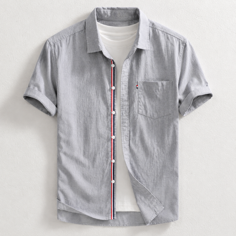 White men's Oxford shirt, tailored fit, long sleeve. Perfect smart casual dress shirt for effortless style.
