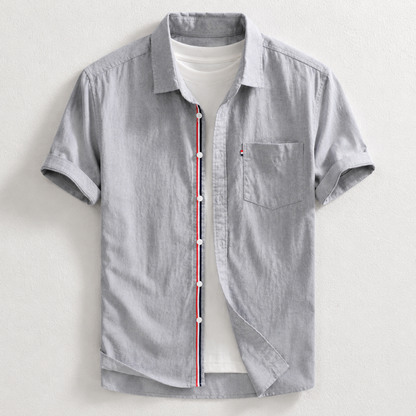 White men's Oxford shirt, tailored fit, long sleeve. Perfect smart casual dress shirt for effortless style.